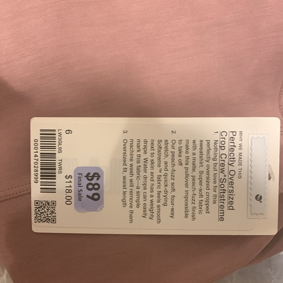 Lululemon Softstreme Cropped Crew in Twilight Rose - Picture 8 of 9